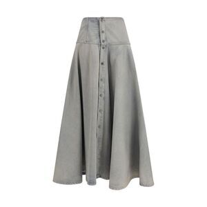 Haikure Blue Cotton Midi Women's Skirt